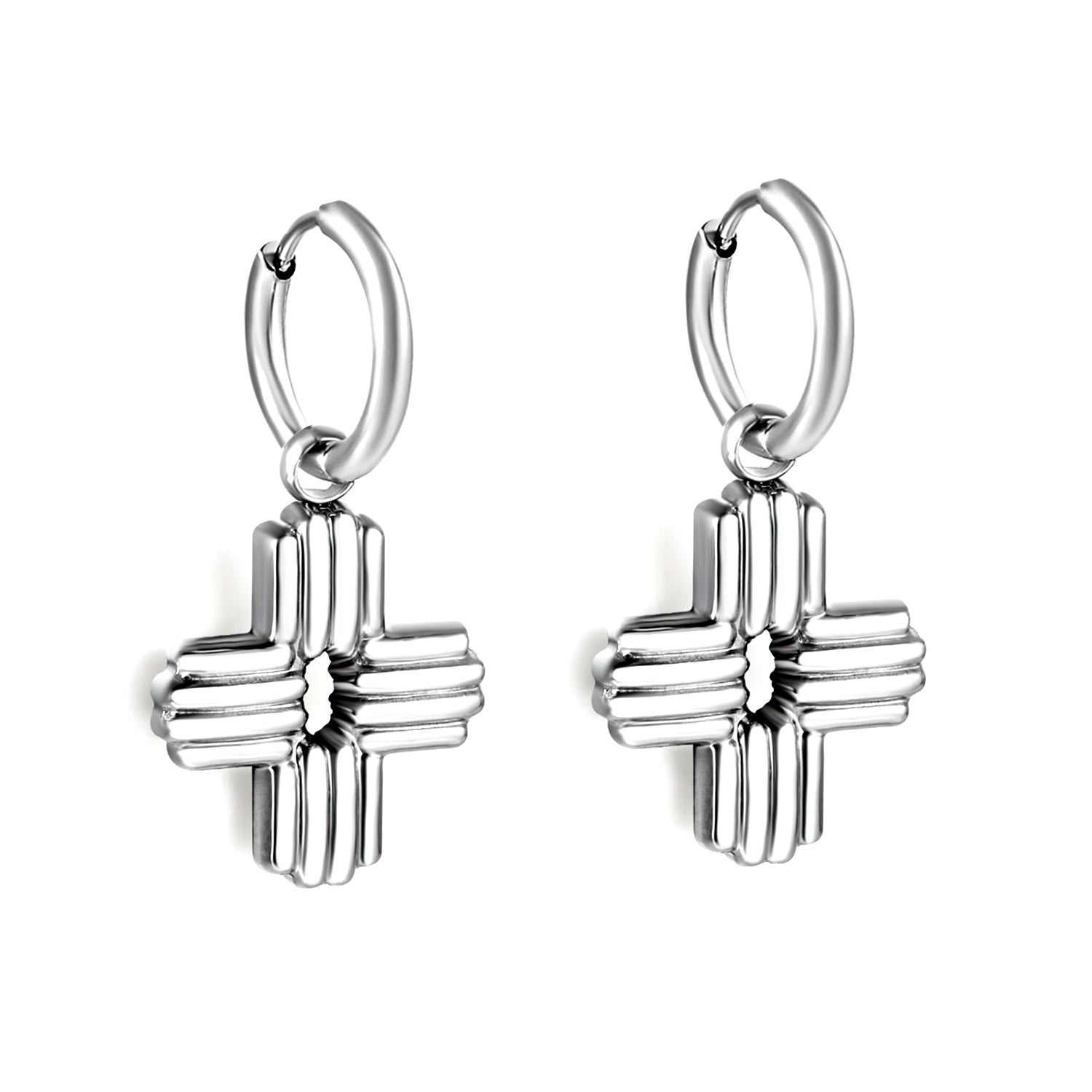 2*10mm circle with 17.2*23mm cross earrings steel color / gold color asonjewelry