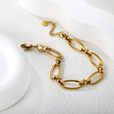 Width: 9.65mm, Thickness: 2mm, Length of Cross Chain: 18+3cm+6mm, Round Tail Design, Bracelet, Steel Color/Golden