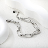Width: 9.65mm, Thickness: 2mm, Length of Cross Chain: 18+3cm+6mm, Round Tail Design, Bracelet, Steel Color/Golden