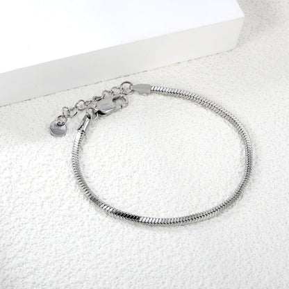 2.0mm/2.4mm Square Snake Bone Bracelet 18+3cm+6mm Round Tail Plaque Steel/Golden asonjewelry