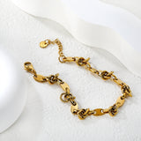Width: 5.5mm, Thickness: 1.2mm, Smooth surface bead chain, 18+3cm+6mm round tail brand, bracelet, steel color/golden
