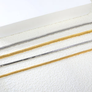 2.0mm/2.4mm Square Snake Bone Bracelet 18+3cm+6mm Round Tail Plaque Steel/Golden