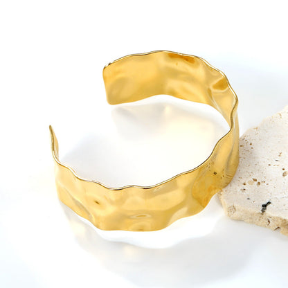 20mm Wide Open Soft Bangle Gold asonjewelry