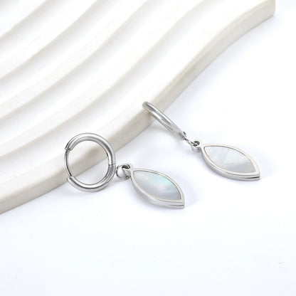 2024 New Year Fashionable Leaf-shaped White Shell Earrings asonjewelry
