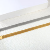 W6mm*Thick1mm Flat Mesh Bracelet18+3cm+6mm Round Tail Plaque Steel/Golden