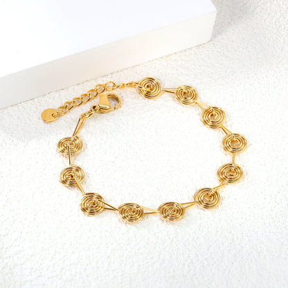 Wire 0.8mm*Width 9mm Chain Bracelet 18+3cm+6mm Round Tail Tag Gold asonjewelry