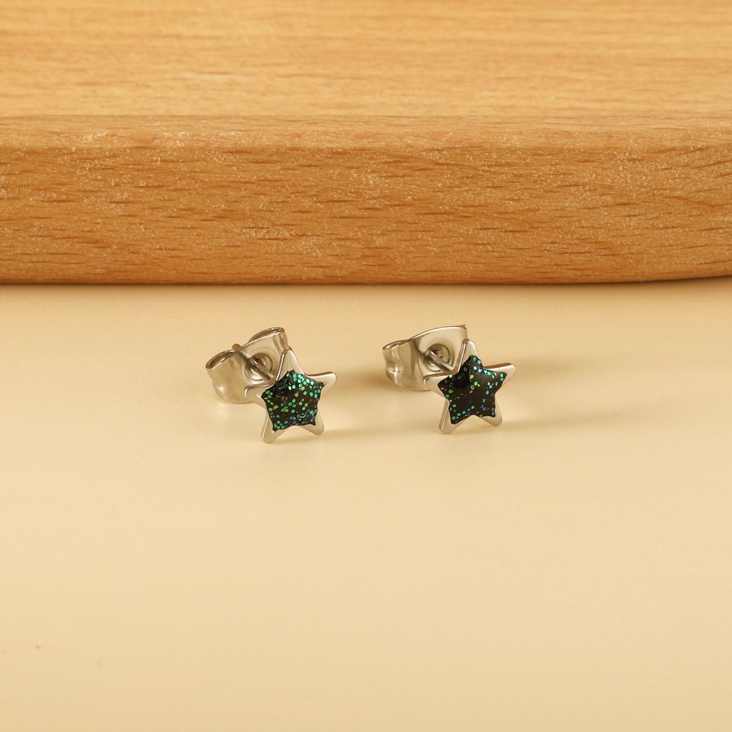 Star with Blue Cutout Stud Earrings asonjewelry