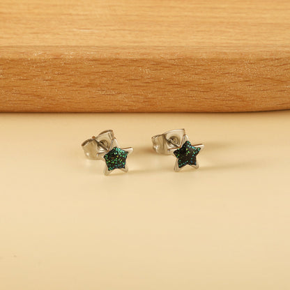 Star with Blue Cutout Stud Earrings asonjewelry