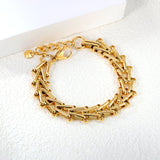 Line 1mm*Width 12.5mm Chain Bracelet 18+3cm+6mm Round Tail Plaque Gold Color
