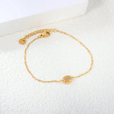 8.6*6.8mm Convex Oval CNC White Zirconium 0.3 Cross Bracelet 18+3cm+6mm Round End Plaque Golden