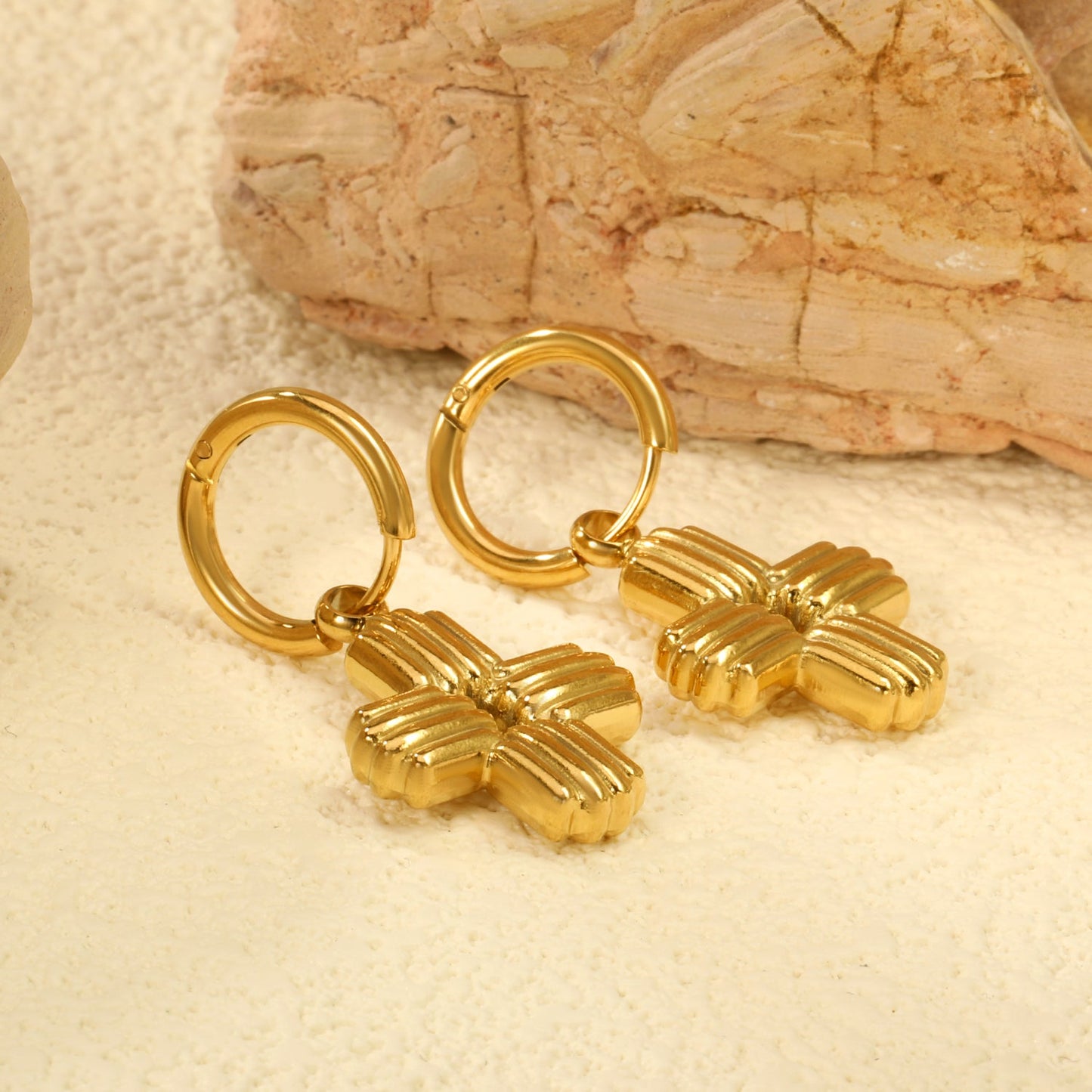 2*10mm circle with 17.2*23mm cross earrings steel color / gold color asonjewelry