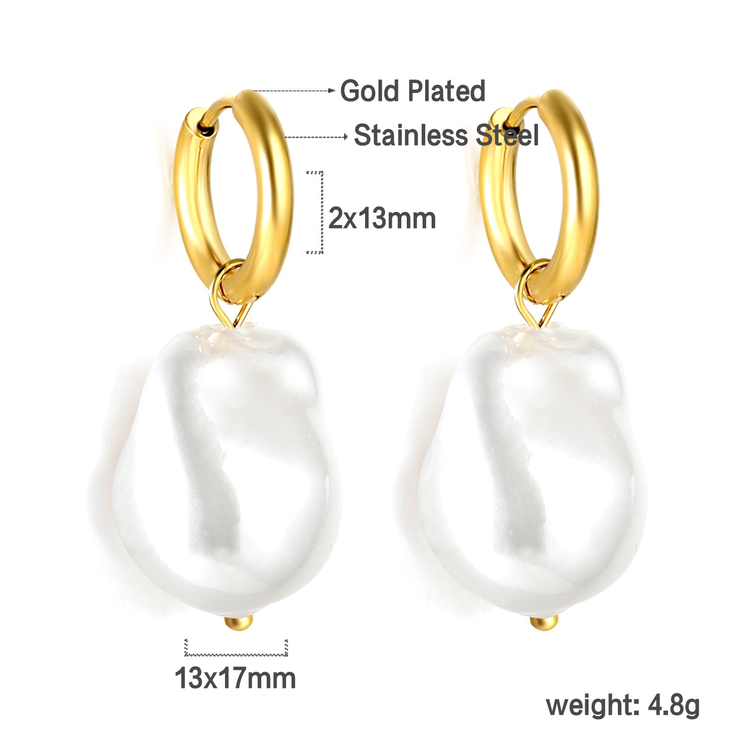 2024 New Year Fashion Various Irregular Shape White Pearl Earrings asonjewelry