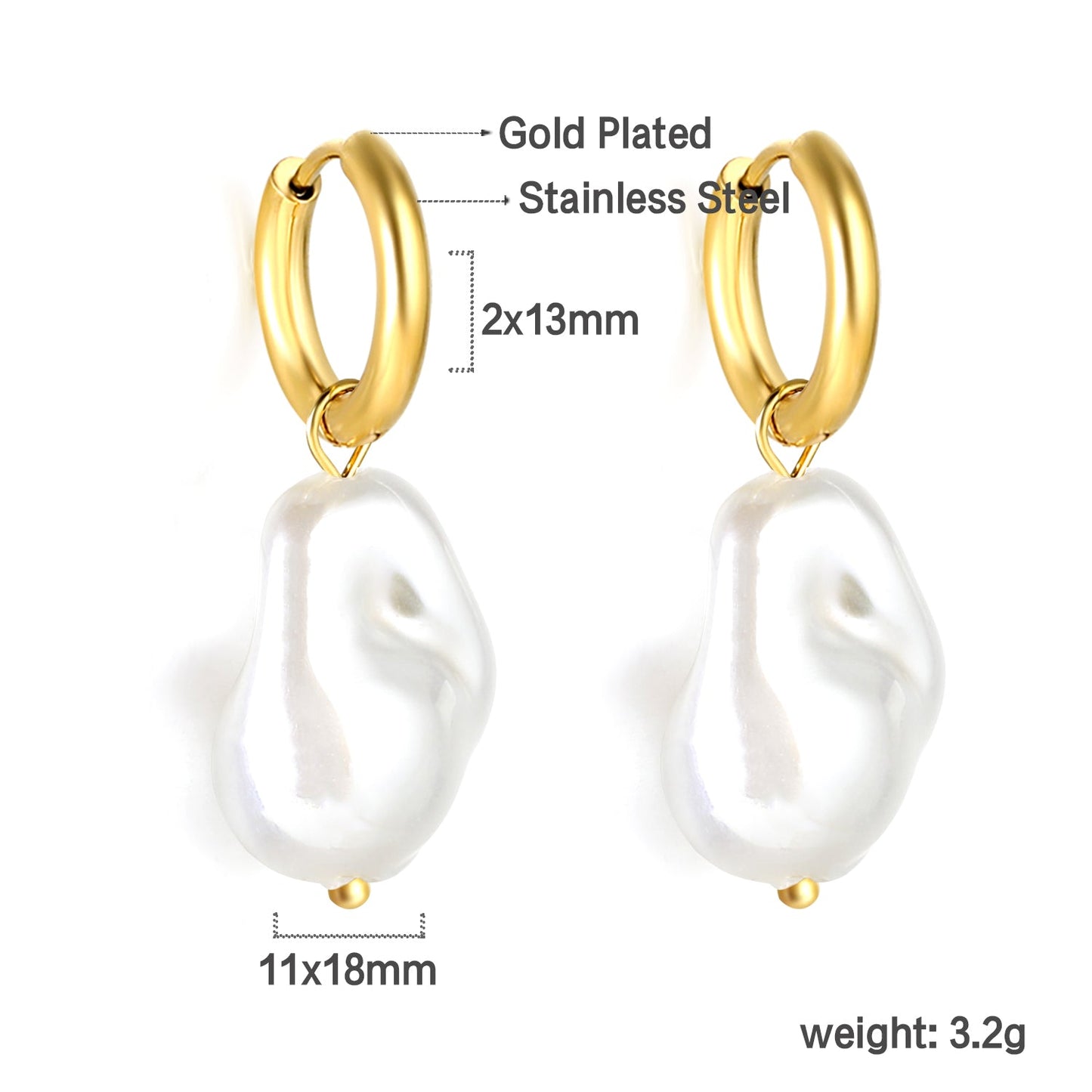 2024 New Year Fashion Various Irregular Shape White Pearl Earrings asonjewelry
