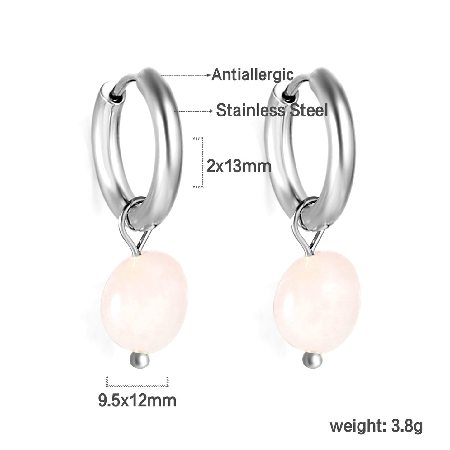 2024 New Year Fashion 3 Colors Natural Stone Stud Earrings asonjewelry