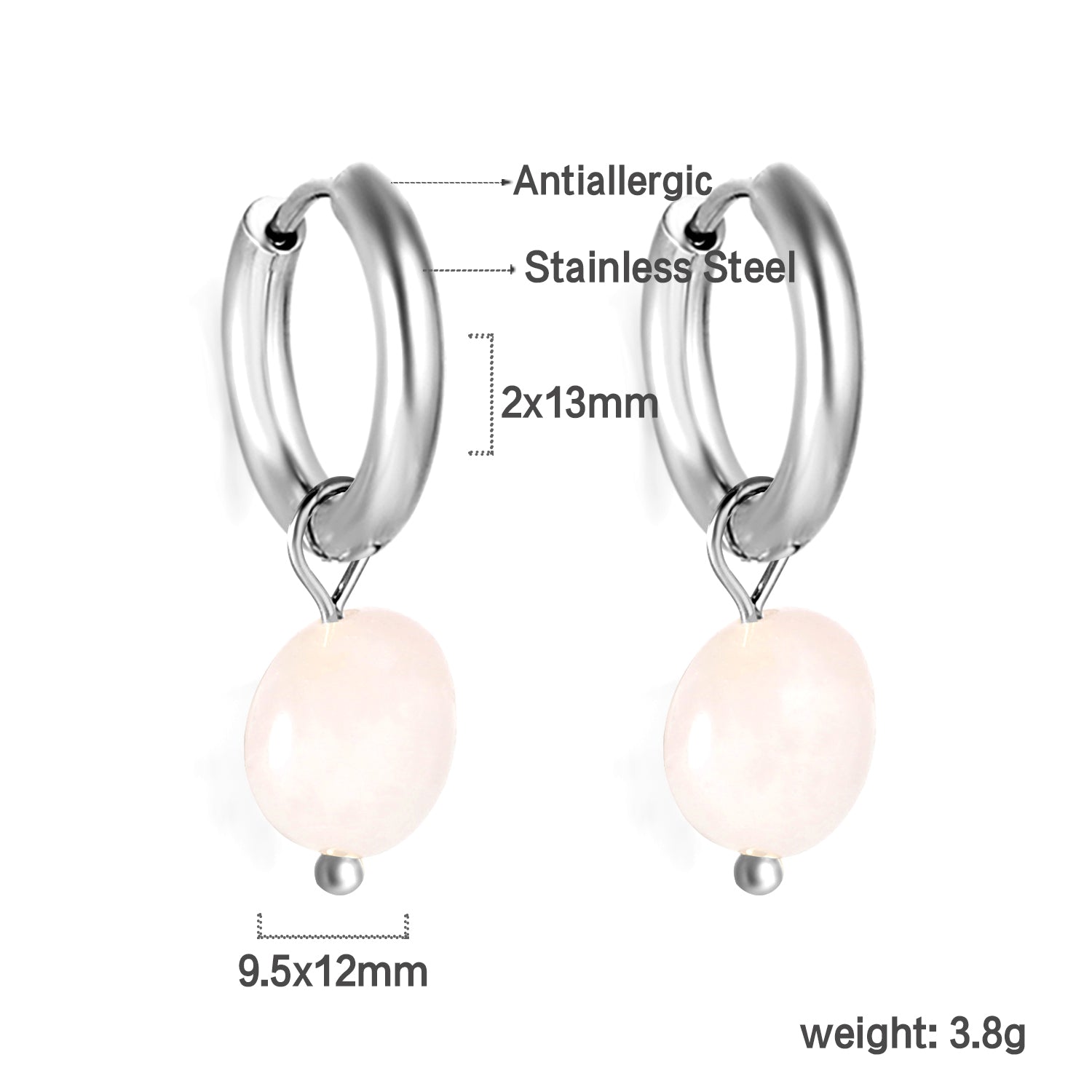 2024 New Year Fashion 3 Colors Natural Stone Stud Earrings asonjewelry