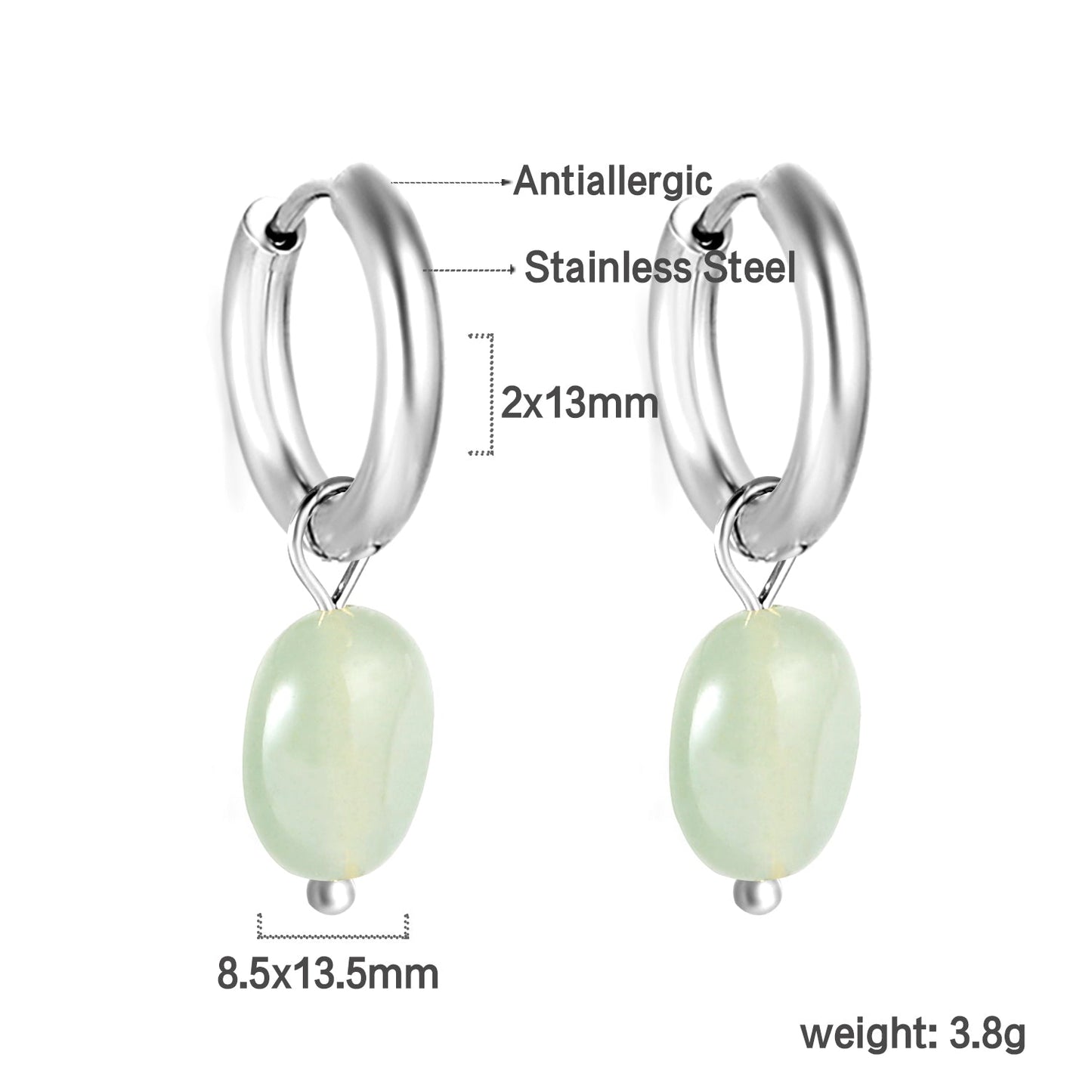 2024 New Year Fashion 3 Colors Natural Stone Stud Earrings asonjewelry