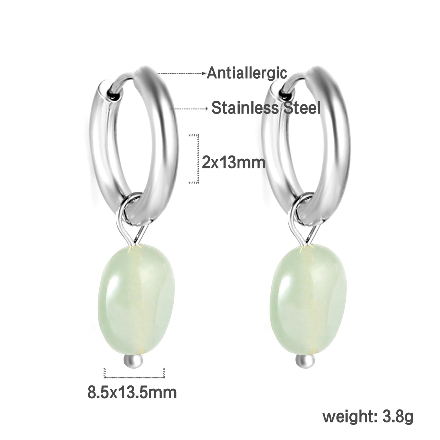 2024 New Year Fashion 3 Colors Natural Stone Stud Earrings asonjewelry