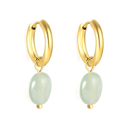 2024 New Year Fashion 3 Colors Natural Stone Stud Earrings asonjewelry