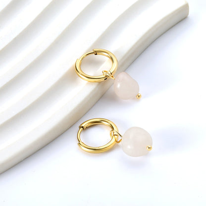 2024 New Year Fashion 3 Colors Natural Stone Stud Earrings asonjewelry