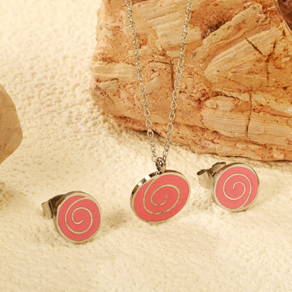 Bobbleboard Candy with Powder Drip Oil Set 0.3 Cross 40+5cm+6mm Round Plaque Earrings: 10.3*9.5mm Pendant: 12.3*11.5mm Steel Color/Golden Color asonjewelry