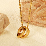 Small four sided mill necklace (OD 15mm ring size 5 pendant) 2.0 twist chain 40+5cm+6mm round tag steel color/golden color
