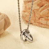 Small four sided mill necklace (OD 15mm ring size 5 pendant) 2.0 twist chain 40+5cm+6mm round tag steel color/golden color