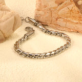 5mm Dan S Chain Bracelet 18+3cm+6mm Round Tail Tag Steel/Golden