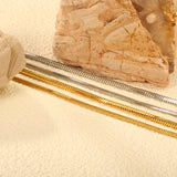 2.0mm/2.4mm Square Snake Bone Bracelet 18+3cm+6mm Round Tail Plaque Steel/Golden