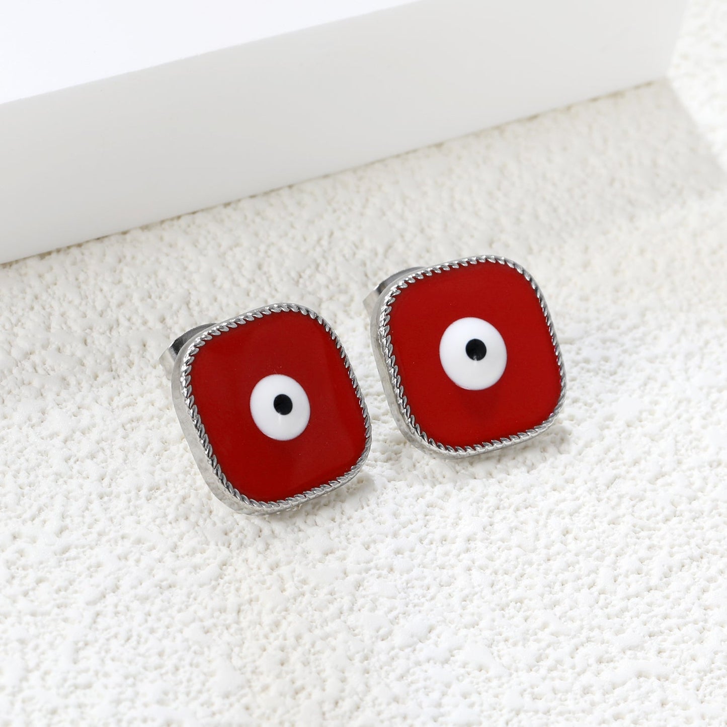 Lace Square with Multi-color Eyelets Multi-color Bottom Oil Drop Earrings 16.5*16.5mm asonjewelry