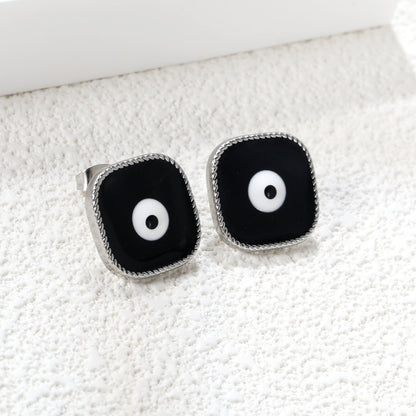 Lace Square with Multi-color Eyelets Multi-color Bottom Oil Drop Earrings 16.5*16.5mm asonjewelry