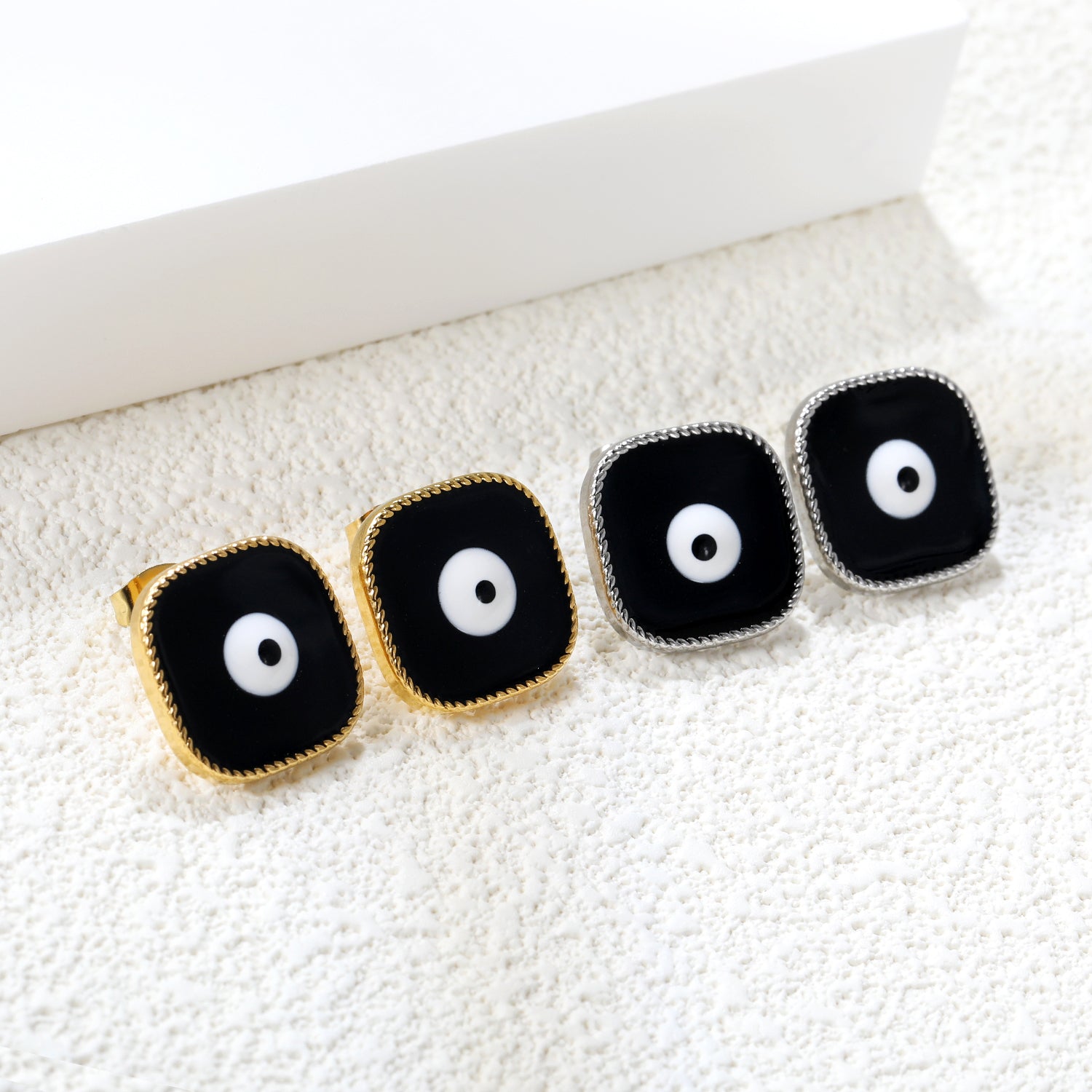 Lace Square with Multi-color Eyelets Multi-color Bottom Oil Drop Earrings 16.5*16.5mm asonjewelry