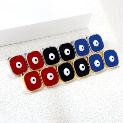 Lace Square with Multi-color Eyelets Multi-color Bottom Oil Drop Earrings 16.5*16.5mm asonjewelry