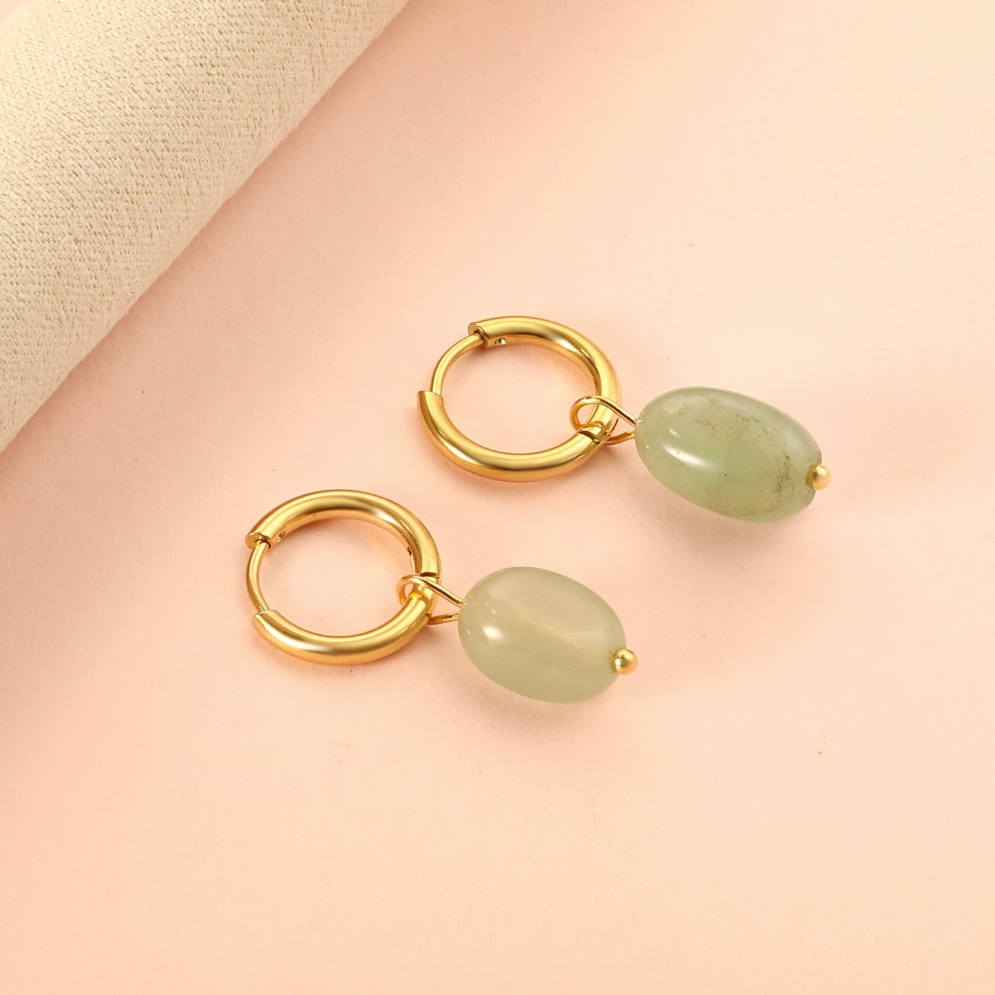 2024 New Year Fashion 3 Colors Natural Stone Stud Earrings asonjewelry