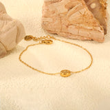 8.6*6.8mm Convex Oval CNC White Zirconium 0.3 Cross Bracelet 18+3cm+6mm Round End Plaque Golden