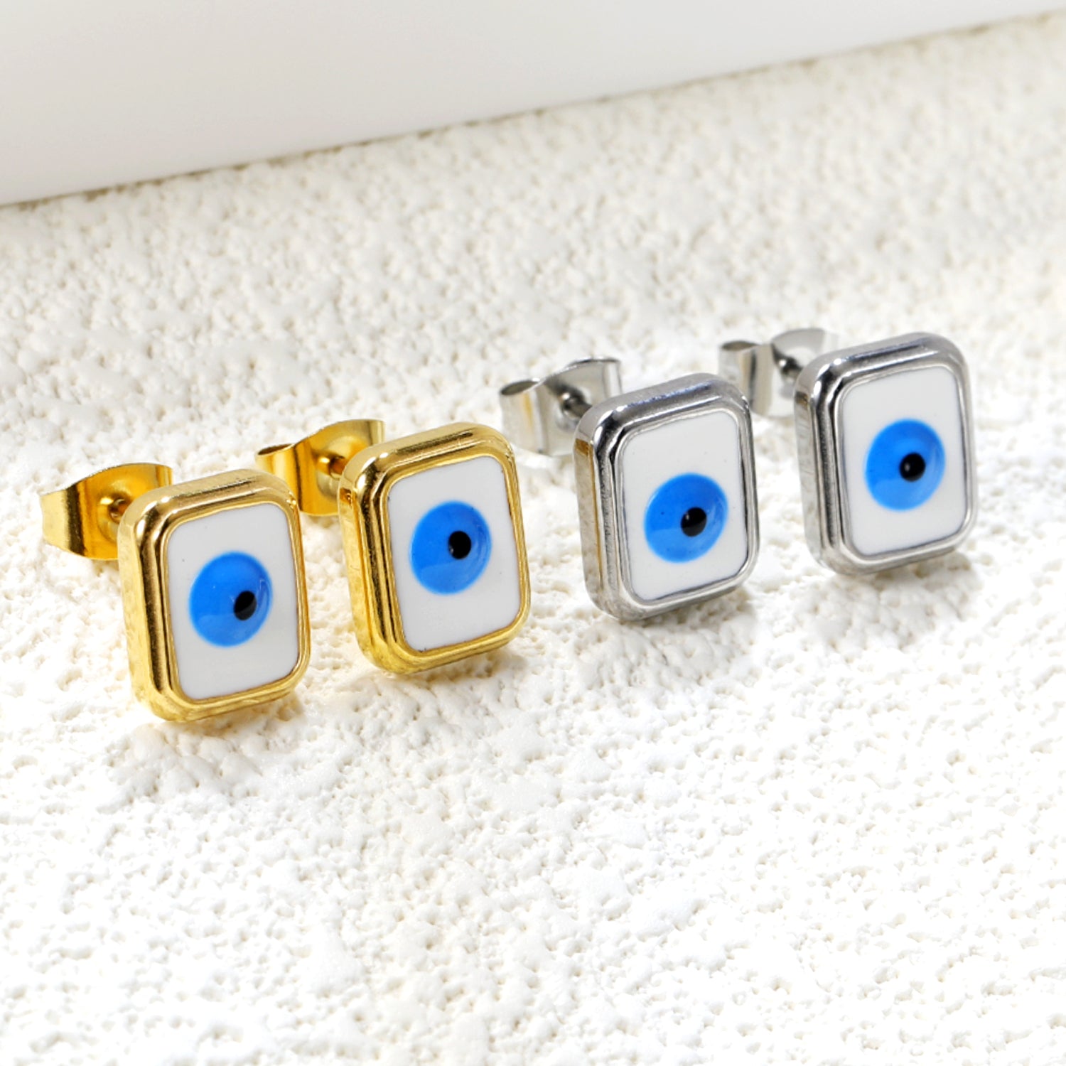 Rectangle with multi-color eyeballs multi-color bottom drop earrings 9*11mm asonjewelry