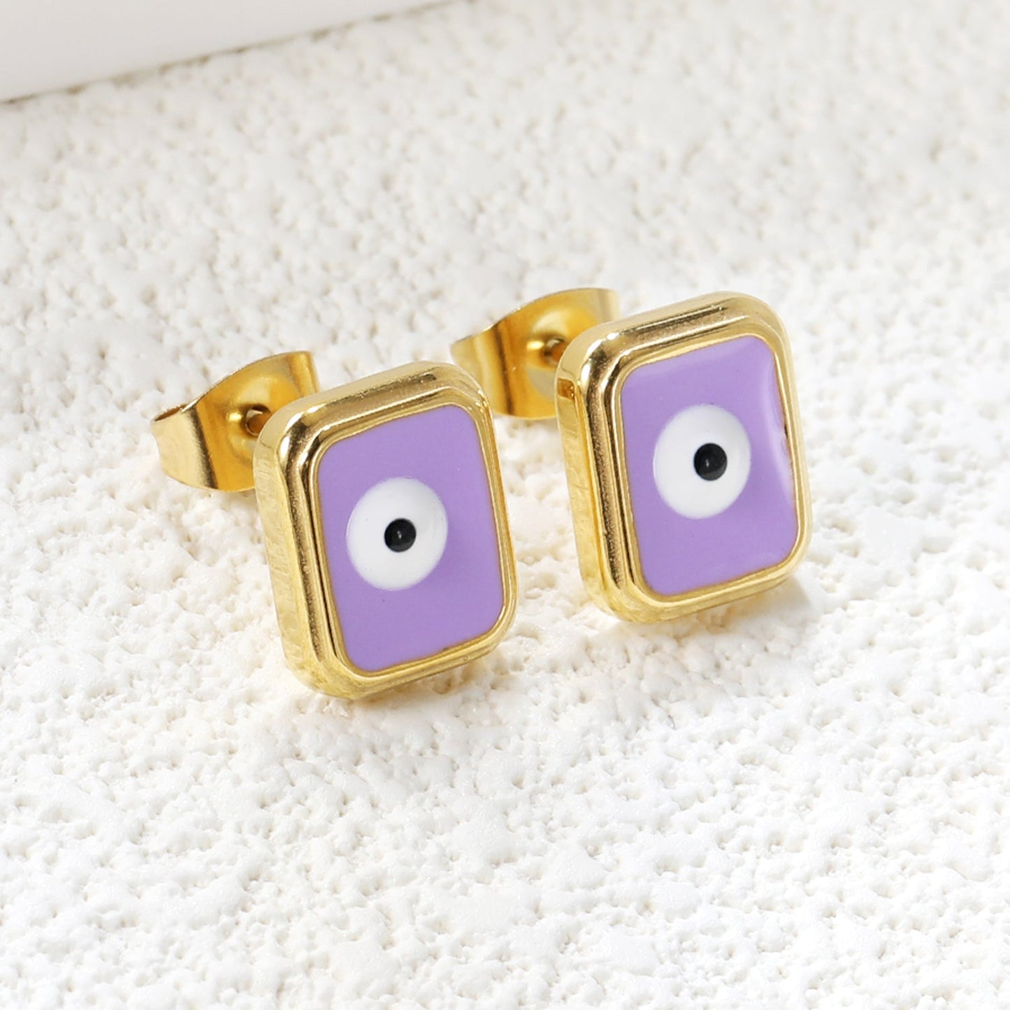 Rectangle with multi-color eyeballs multi-color bottom drop earrings 9*11mm asonjewelry