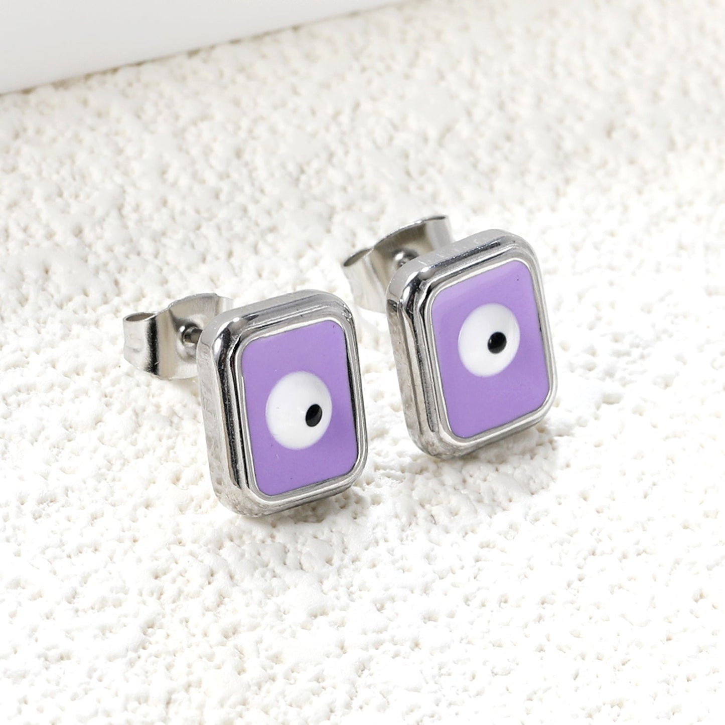 Rectangle with multi-color eyeballs multi-color bottom drop earrings 9*11mm asonjewelry