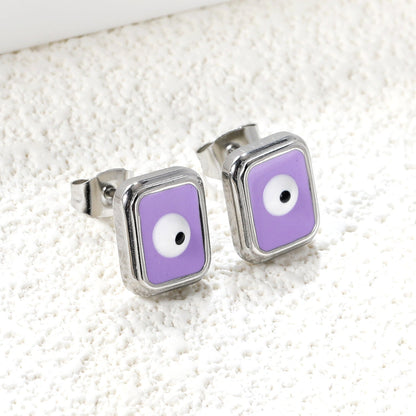Rectangle with multi-color eyeballs multi-color bottom drop earrings 9*11mm asonjewelry