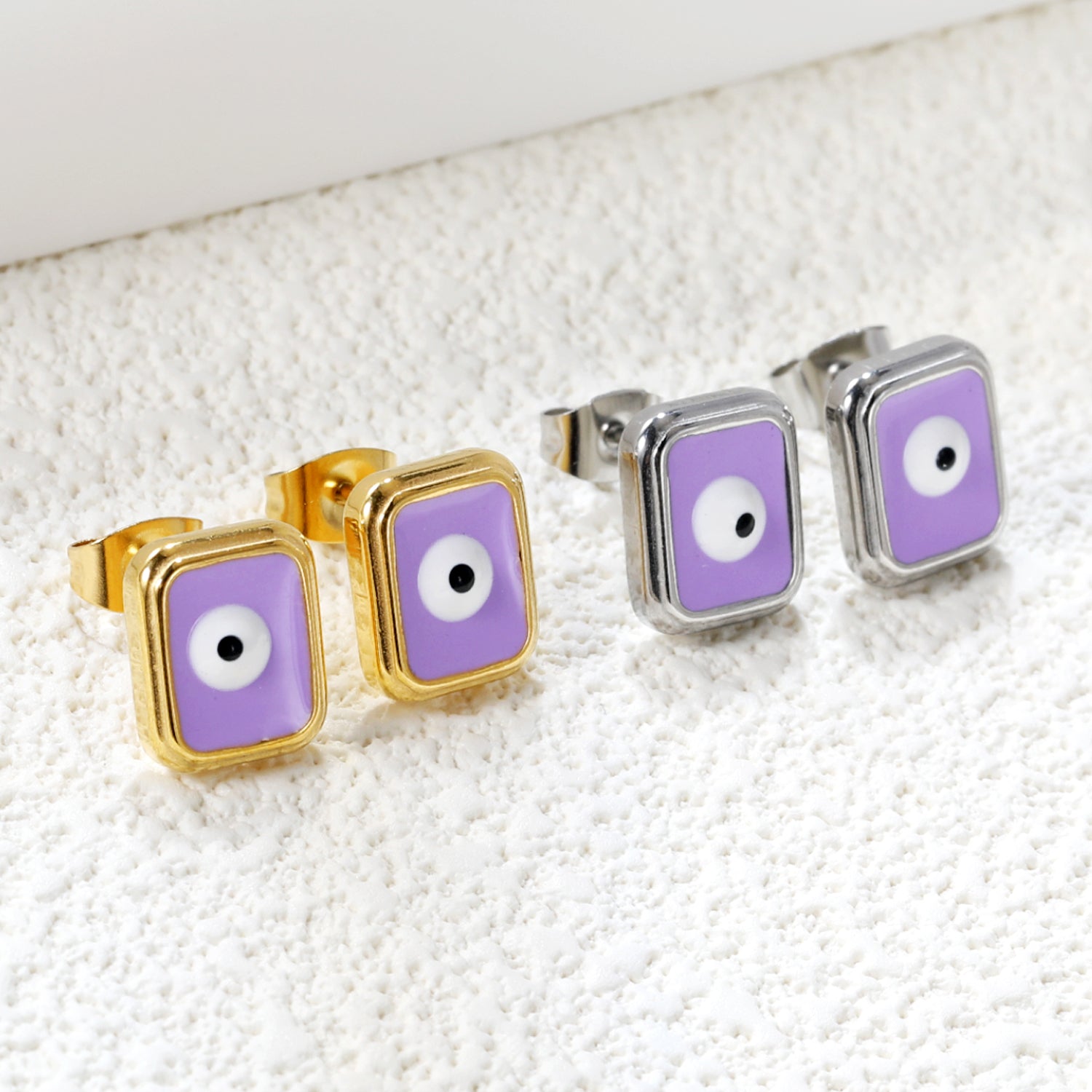 Rectangle with multi-color eyeballs multi-color bottom drop earrings 9*11mm asonjewelry