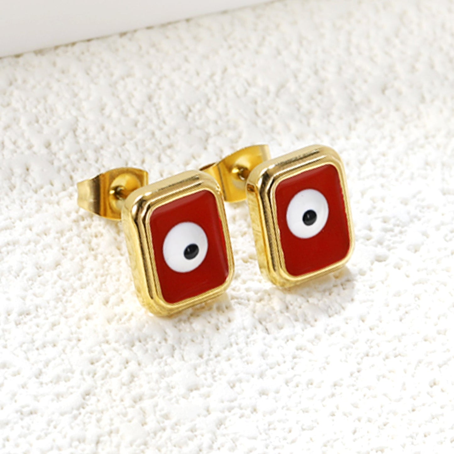 Rectangle with multi-color eyeballs multi-color bottom drop earrings 9*11mm asonjewelry
