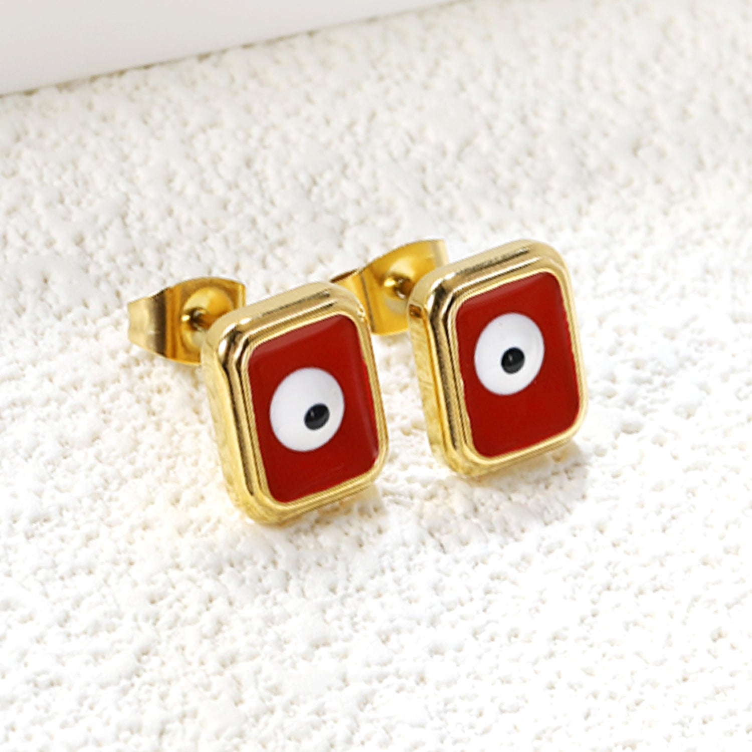 Rectangle with multi-color eyeballs multi-color bottom drop earrings 9*11mm asonjewelry