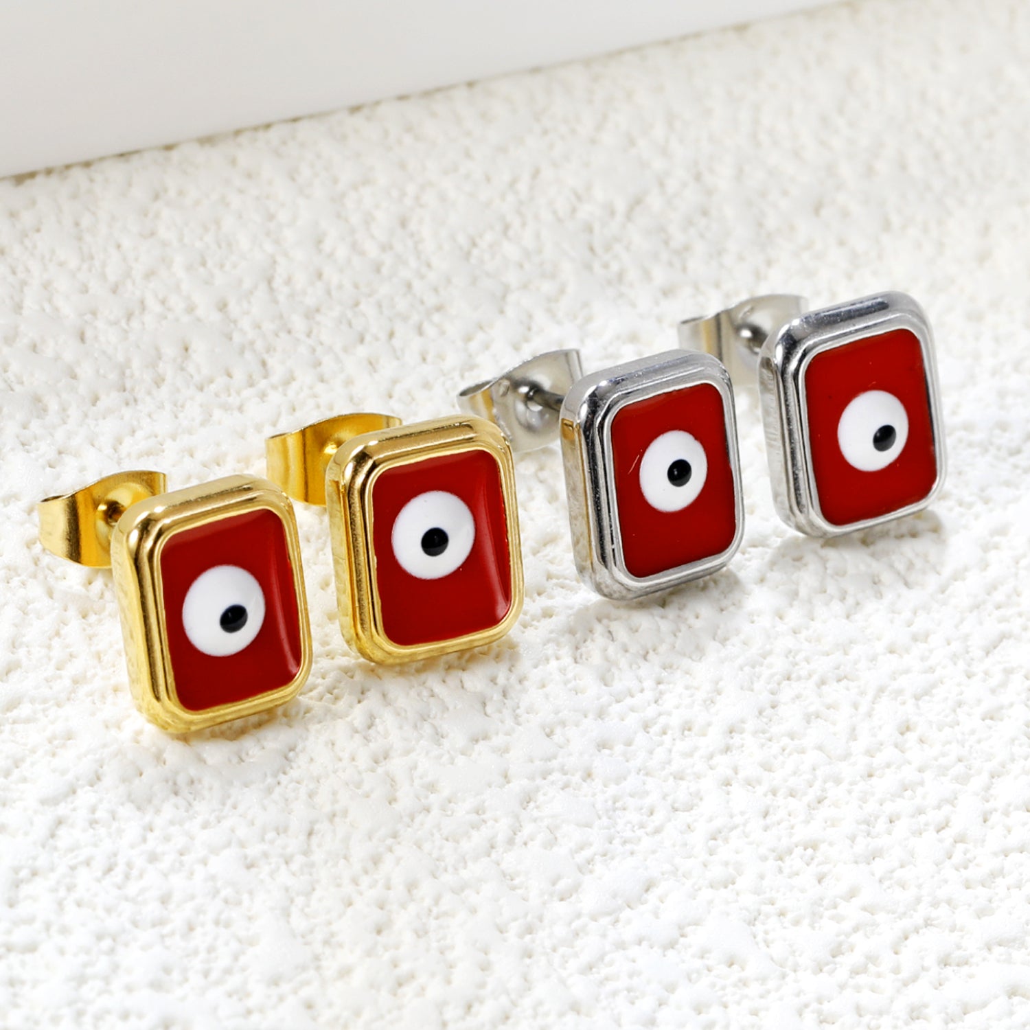 Rectangle with multi-color eyeballs multi-color bottom drop earrings 9*11mm asonjewelry