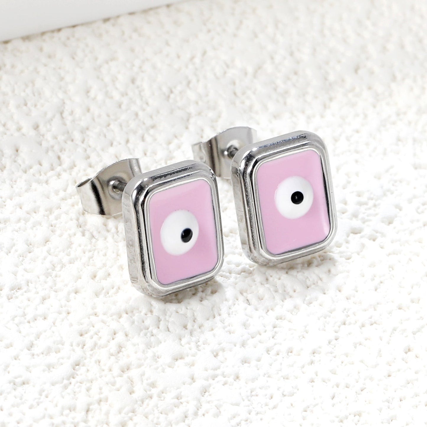Rectangle with multi-color eyeballs multi-color bottom drop earrings 9*11mm asonjewelry