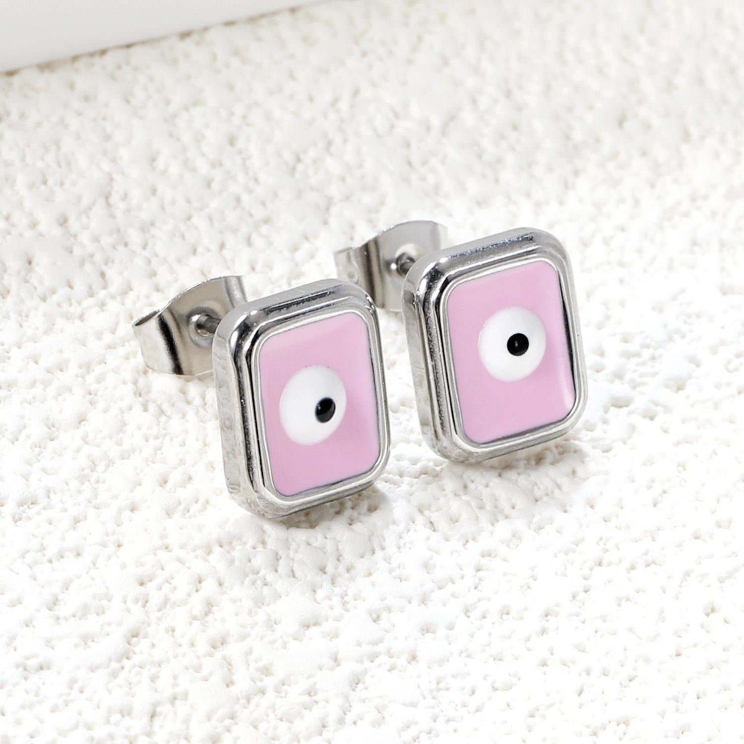 Rectangle with multi-color eyeballs multi-color bottom drop earrings 9*11mm asonjewelry