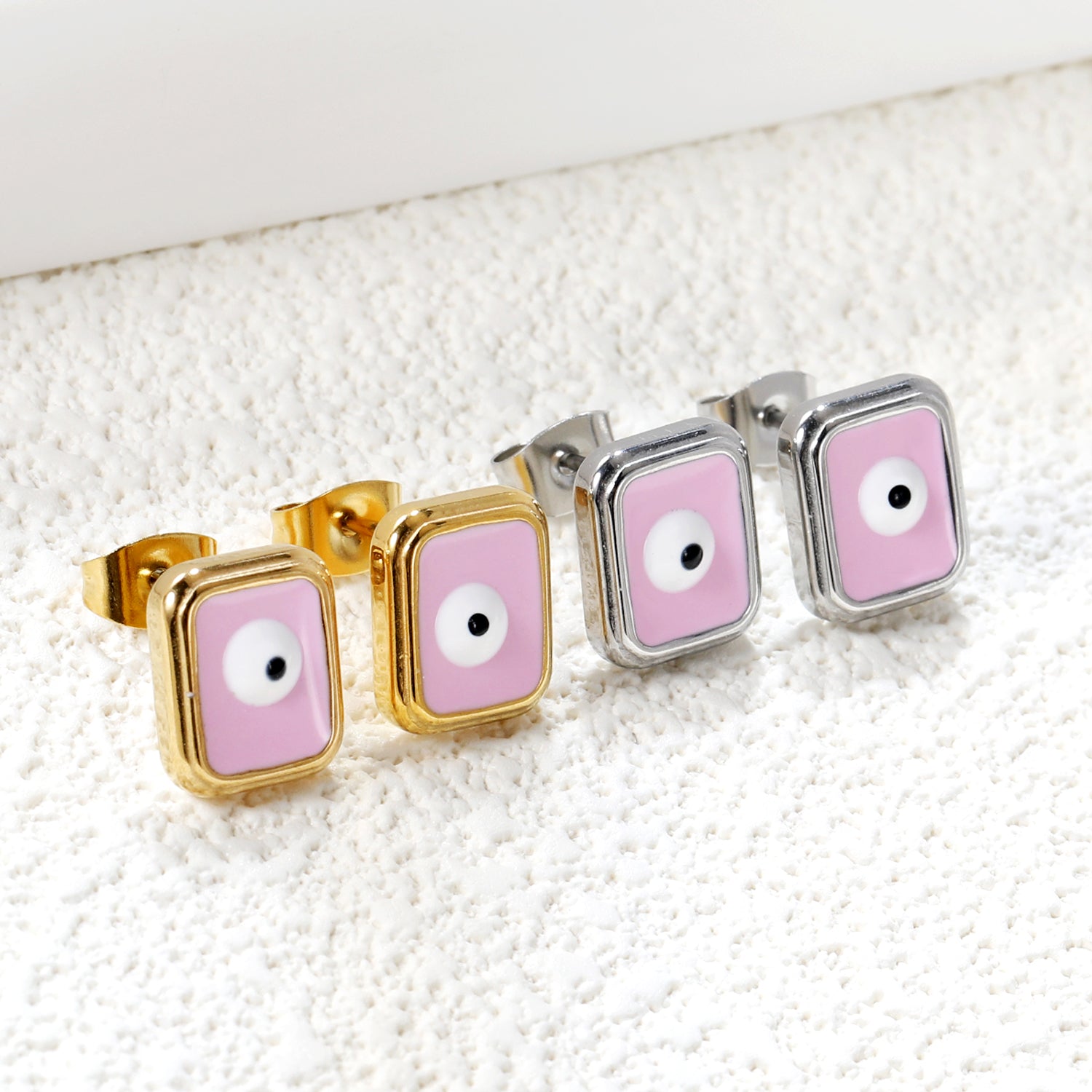 Rectangle with multi-color eyeballs multi-color bottom drop earrings 9*11mm asonjewelry