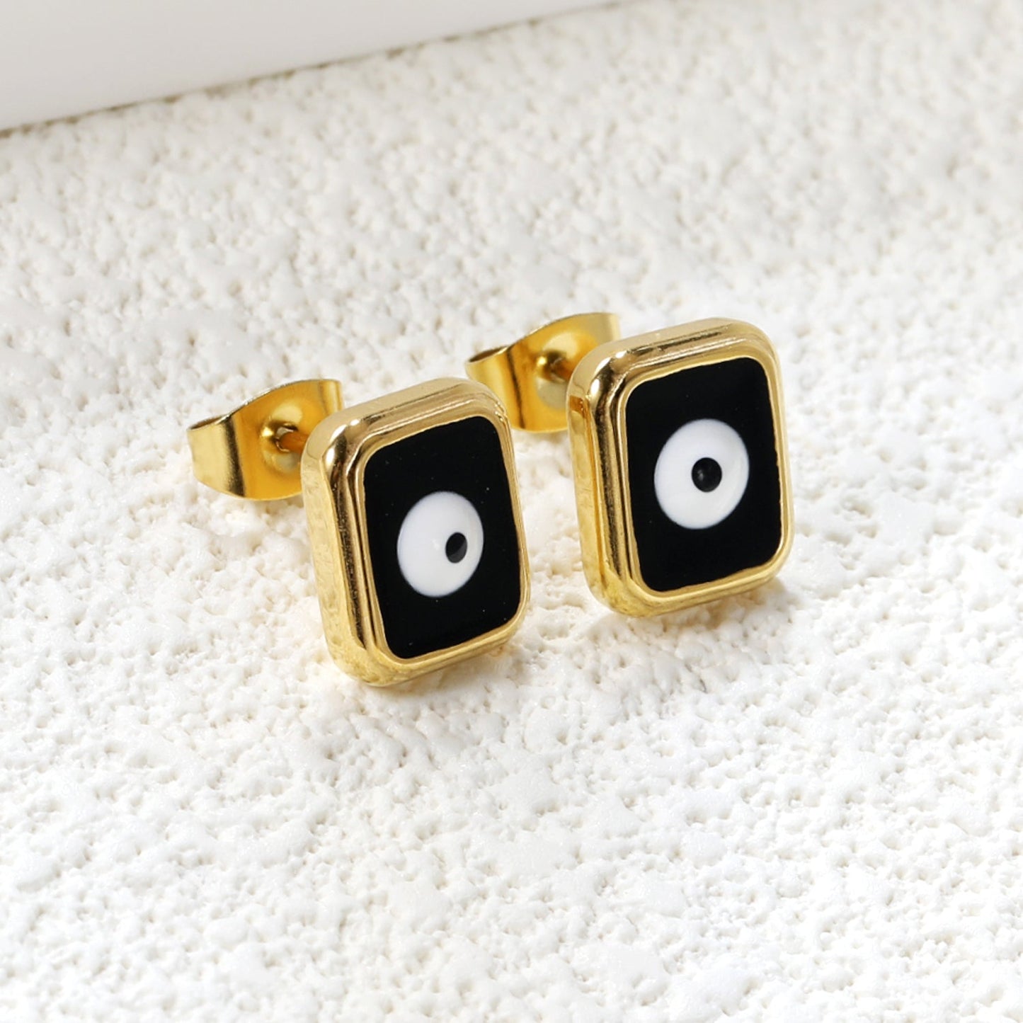 Rectangle with multi-color eyeballs multi-color bottom drop earrings 9*11mm asonjewelry