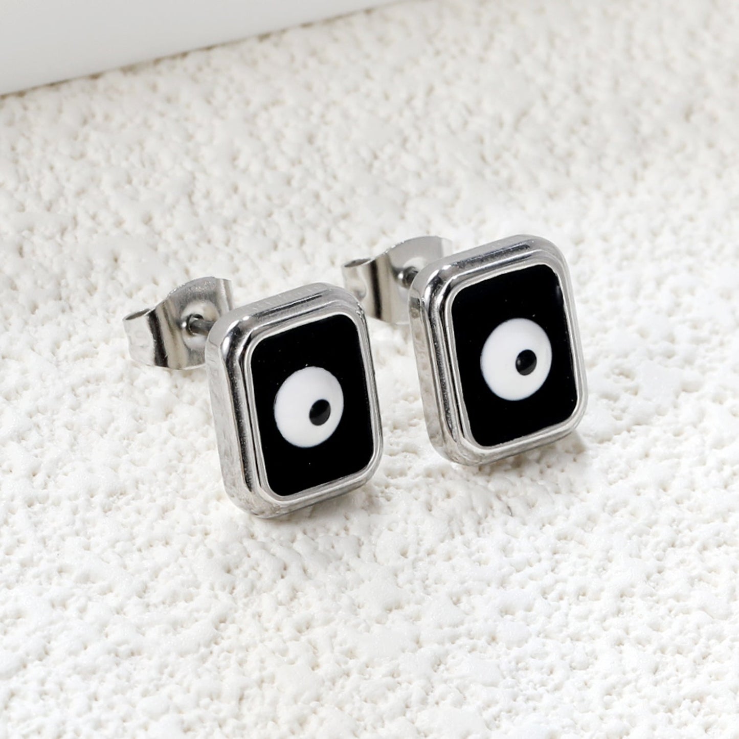Rectangle with multi-color eyeballs multi-color bottom drop earrings 9*11mm asonjewelry