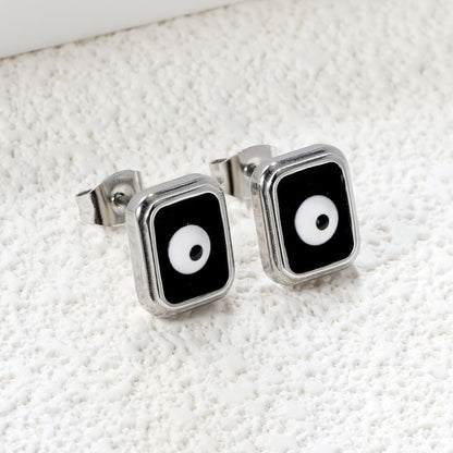 Rectangle with multi-color eyeballs multi-color bottom drop earrings 9*11mm asonjewelry