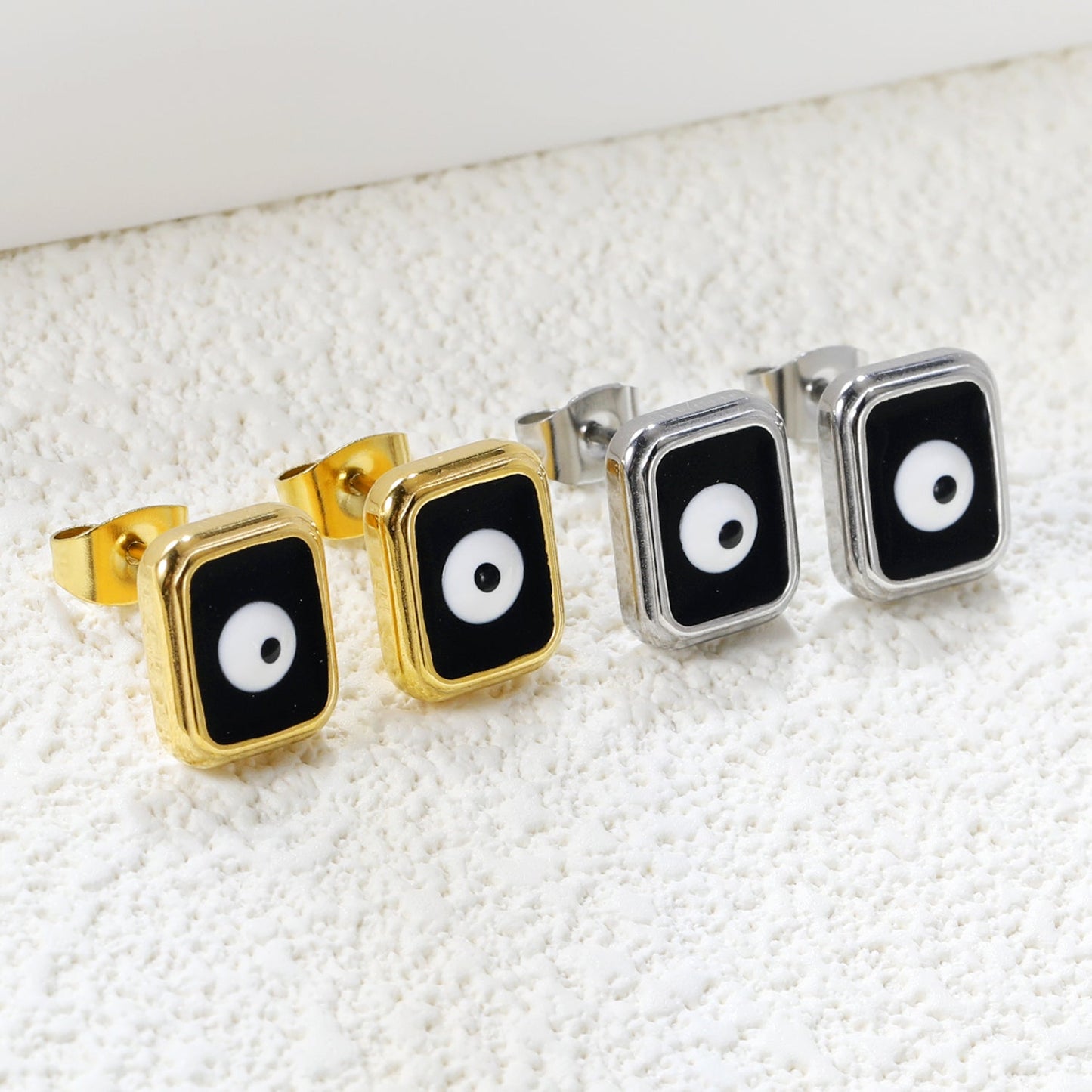 Rectangle with multi-color eyeballs multi-color bottom drop earrings 9*11mm asonjewelry