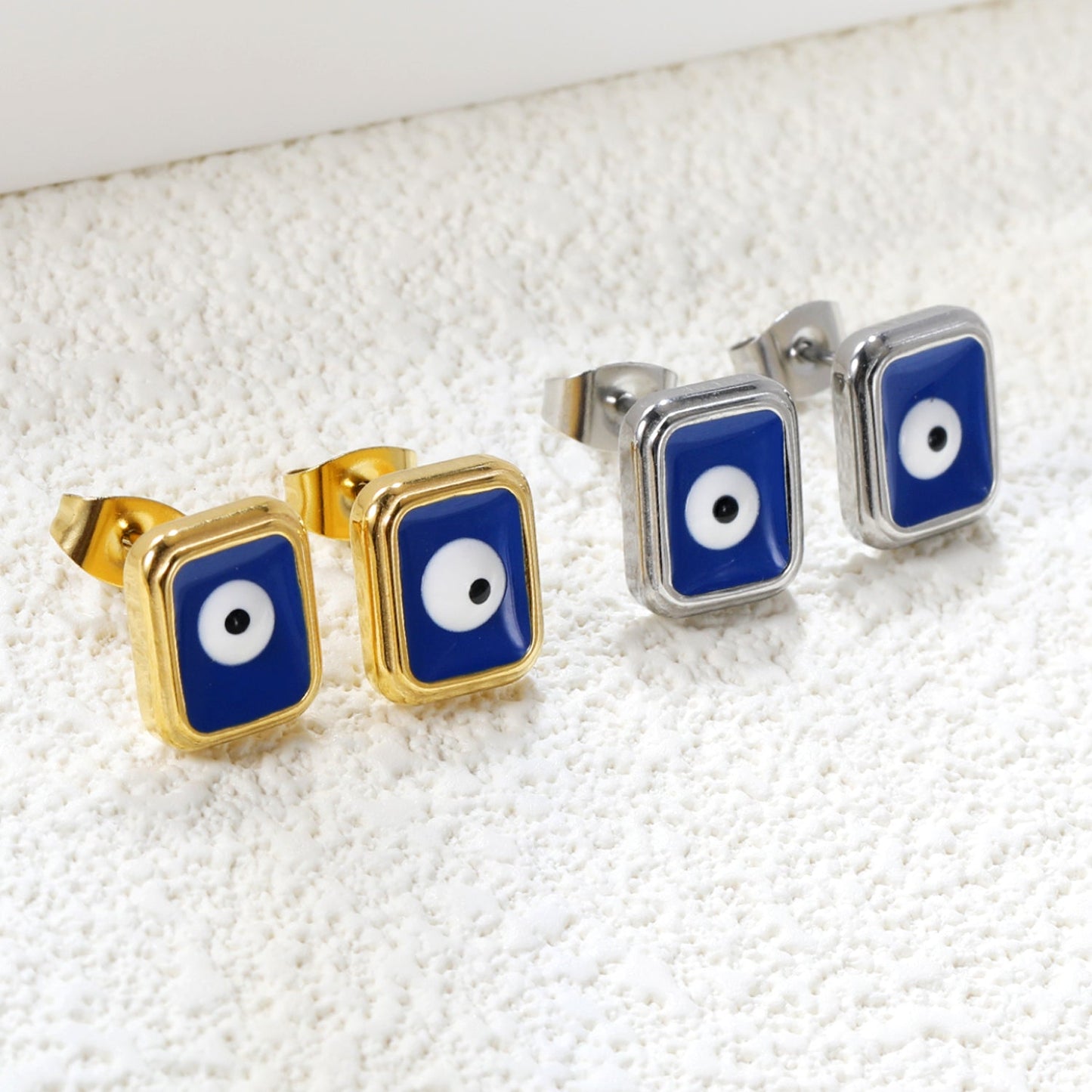 Rectangle with multi-color eyeballs multi-color bottom drop earrings 9*11mm asonjewelry